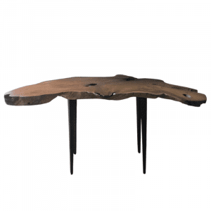 Table console en bois de teck Bromo avec bâton de pieds en fer