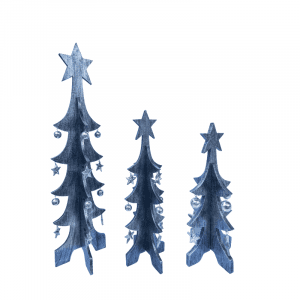 Set of 3 Wooden Christmas Tree With Star on Top black