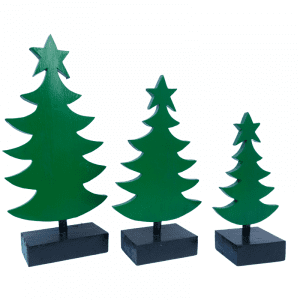 Set of 3 Wooden Christmas Tree green