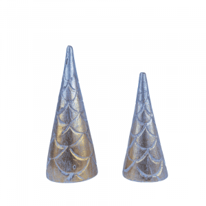 Set of 3 Wooden Cone white