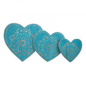 Set of 3 Wooden Decoration With Shape of Love