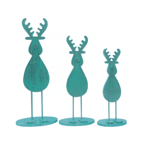 Set of 3 Wooden Deer green