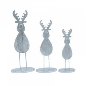 Set of 3 Wooden Deer white