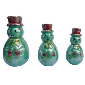 Set of 3 Wooden Snowman green