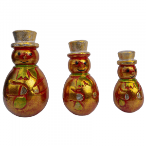 Set of 3 Wooden Snowman red