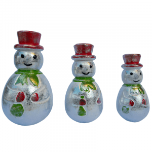 Set of 3 Wooden Snowman white