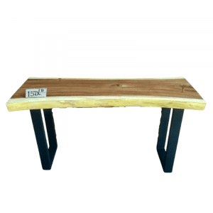 Table console en bois de suar avec pieds en fer