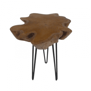 Table d'appoint en bois de teck avec pied en épingle à cheveux