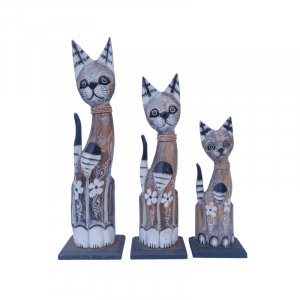 Wooden Cat With Stand black