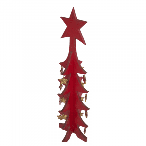 Wooden Christmas Tree with Star red