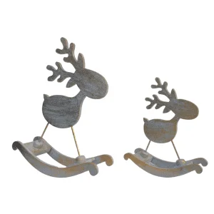 Wooden Deer Set of 2 gold