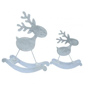 Wooden Deer Set of 2 white