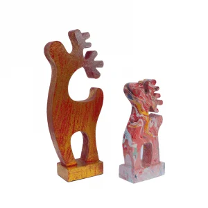 Wooden Deer With Stand Set of 2 - Image 3