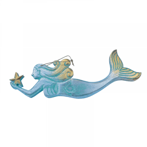 Wooden Mermaid Decoration blue