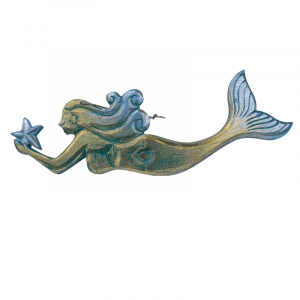 Wooden Mermaid Decoration green