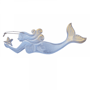 Wooden Mermaid Decoration white