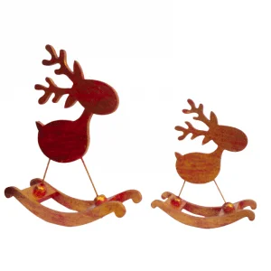 Wooden Deer Set of 2 red