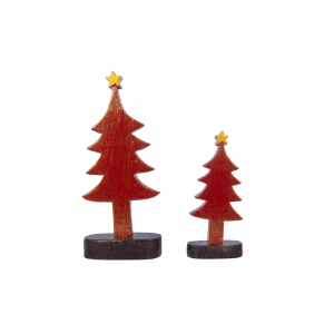 135. Set Of Two Christmas Tree With Stand Red