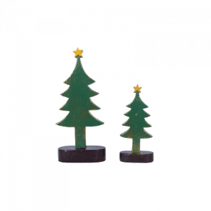 136. Set Of Two Christmas Tree With Stand Green