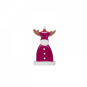 143. Maroon Deer With Christmas Hat And Stand