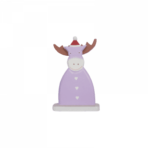 144. Purple Deer With Christmas Hat And Stand