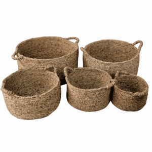 2016168 - set of 5 waterhyacinth round basket