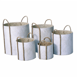 2018037 - set of 5 round basket with rope handle