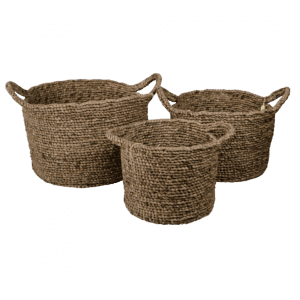 2020302 - set of 3 waterhyacinth round tappered basket