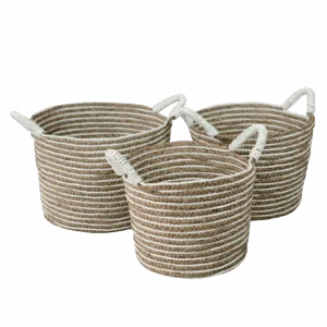 2021124 - set of 3 seagrass round tappered basket