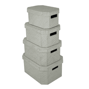 2022703 - set of 4 rect box - white wash color