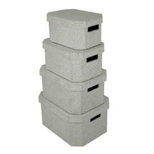 2022703 - set of 4 rect box - white wash color