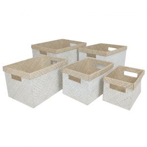 2022706 - set of 5 recta basket - natural and white wash color