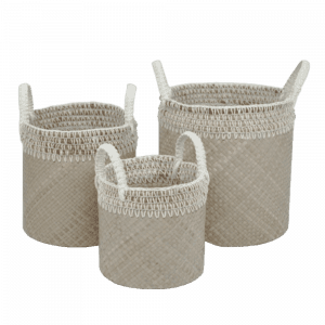 2022730 - round basket with banana bark and macrame