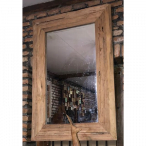 hanging wooden mirror