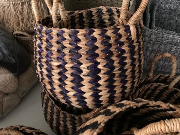 Ball basket natural & black 2 set