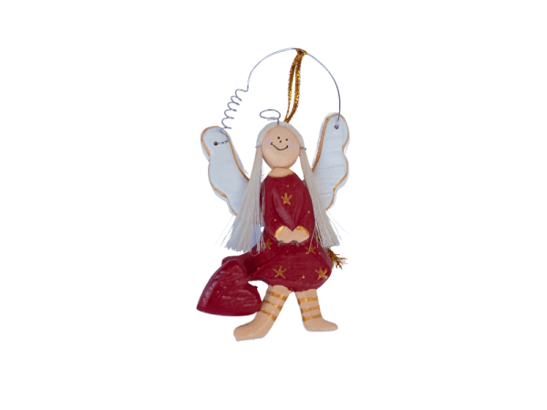 Little Angel Sit Red Xmas Ornament