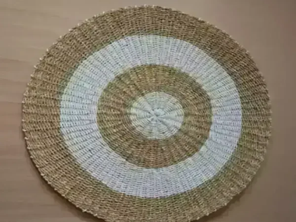 White Circle Seagrass Carpet