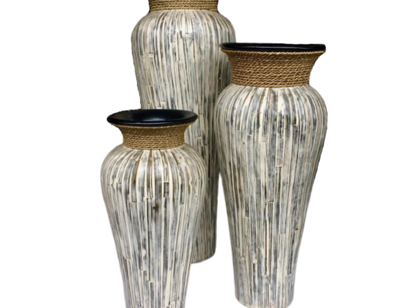 A Set of 3 Large Lombok Pot With Rope