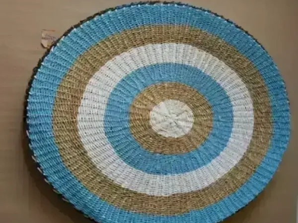 White and Blue Seagrass Carpet