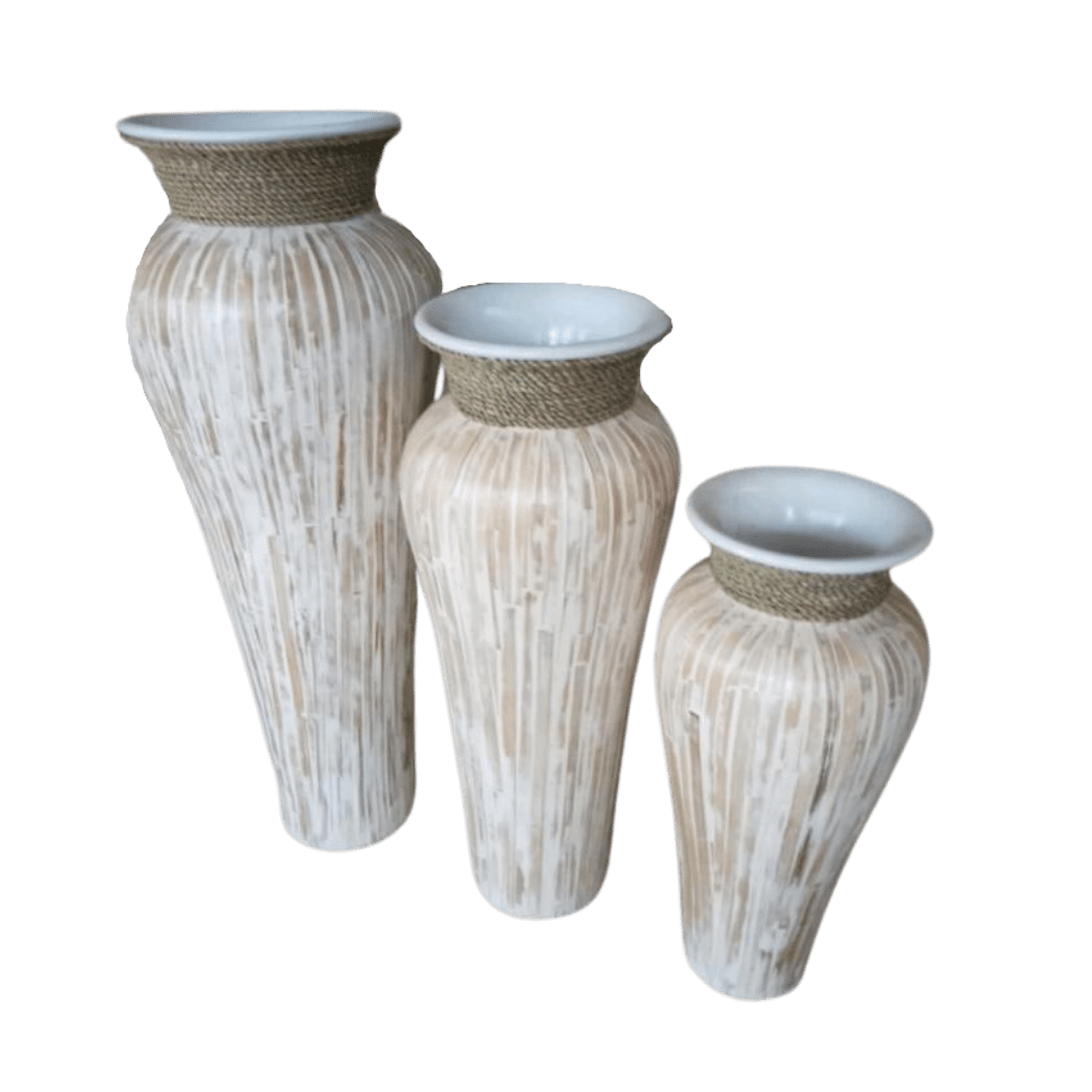 A Set of 3 Large Lombok Pot With Rope – Image 2