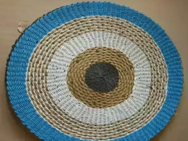 Black Circle Point Seagrass Carpet