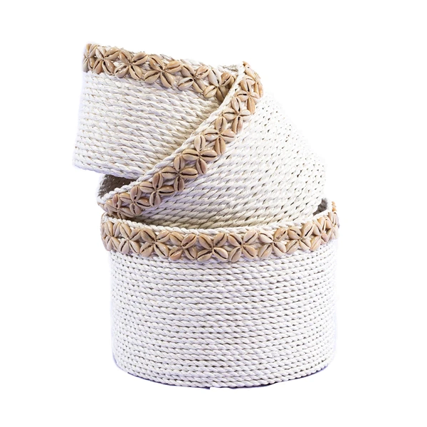 A Set Of 3 Karma Basket With Sea Shells – Image 2