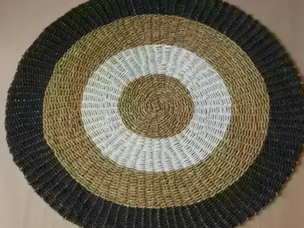 Black Circle Seagrass Carpet