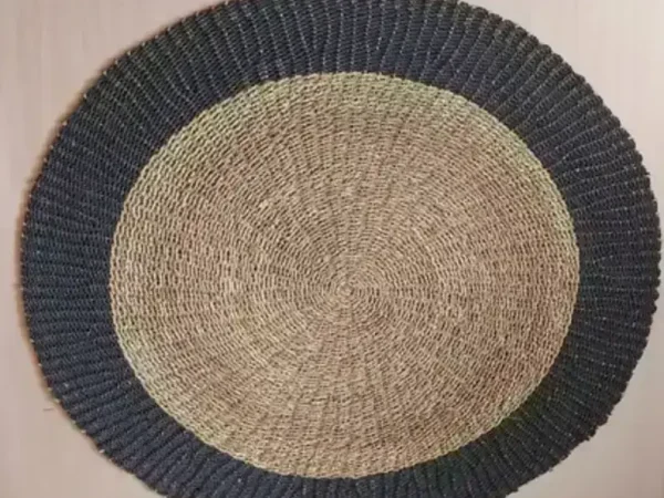Dark Grey Round Seagrass Carpet