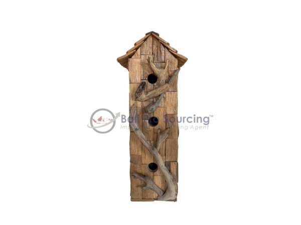 3 Hole Bird House Natural