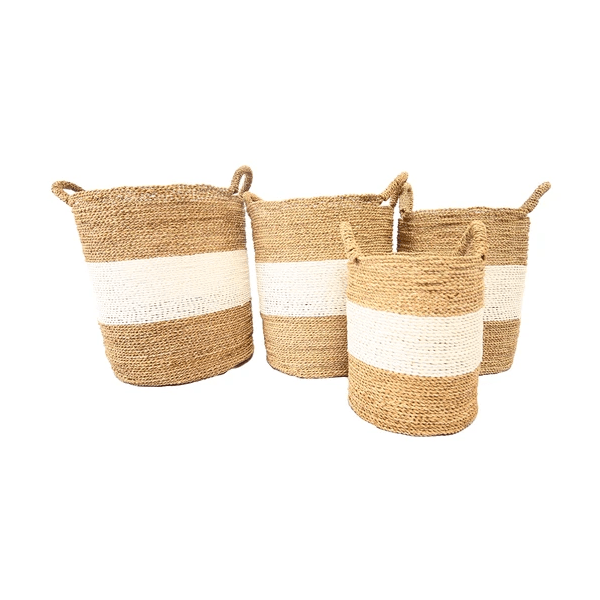 A Set Of 4 Natural White Laundry Basket Malau – Image 2