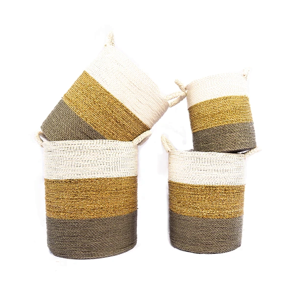 A Set Of 4 Natural White Laundry Basket Malau – Image 3