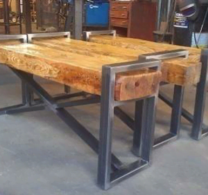 Bench solid wood rustic feet metal frame 150 - BENCH