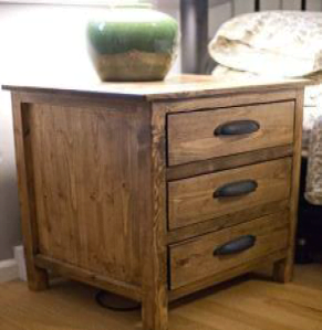 Bedside table 3 wooden drawers - SIDE TABLE