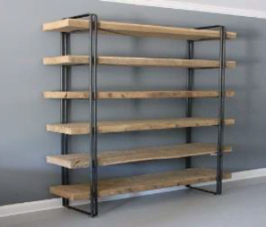 Bookshelf with 6 wooden trays and metal upright